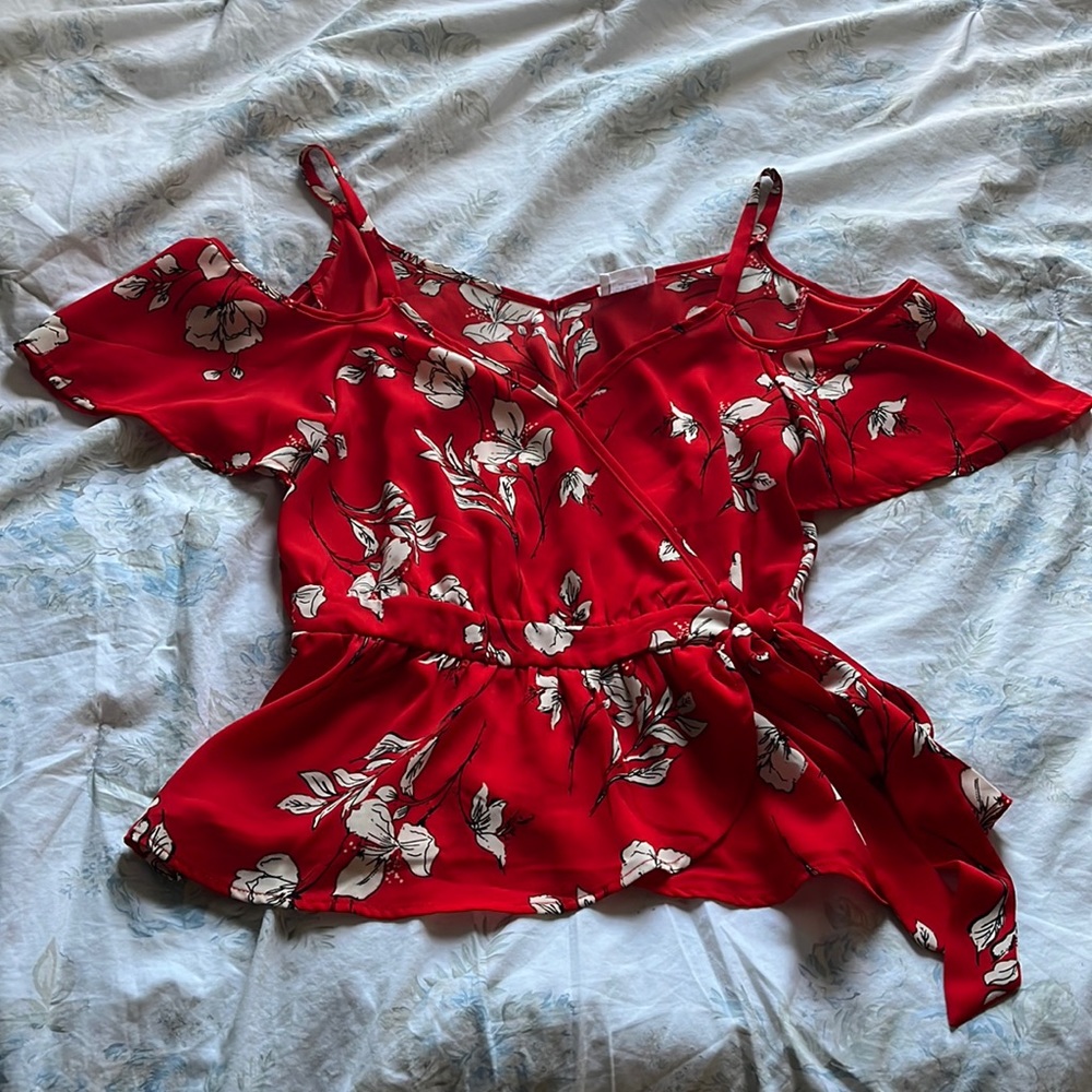 Red Floral Off the Shoulder Tank Top